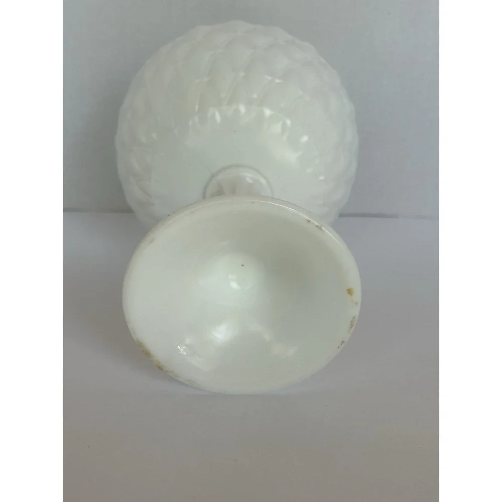 Vintage 1965 Indiana White‎ Milk Glass 'Duette' Pedestal Compote Dish